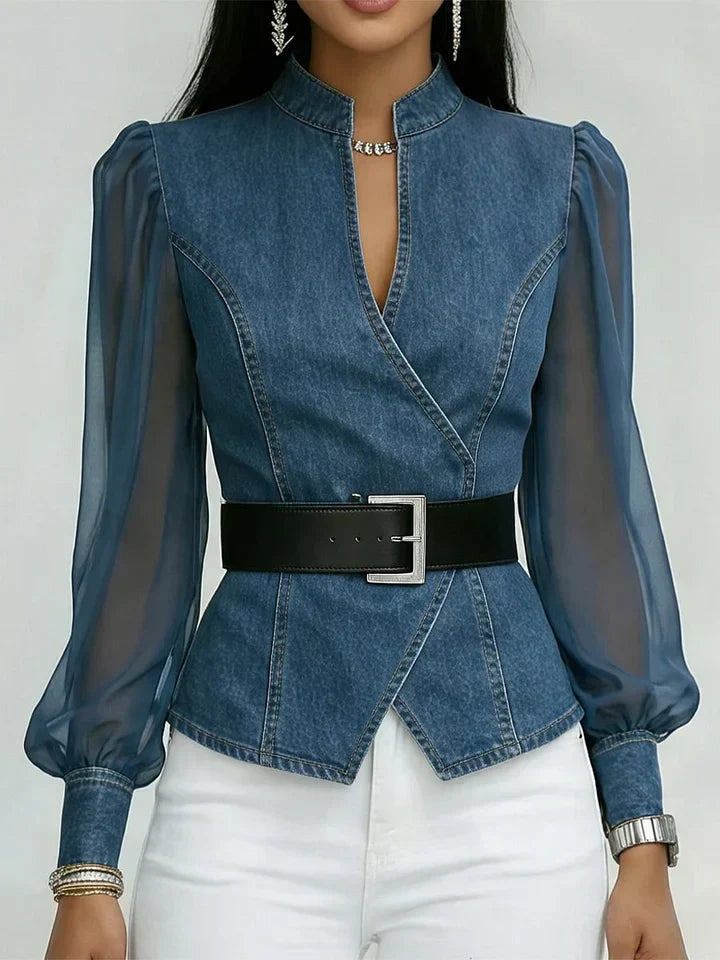 Séraphine™ — Blouse élégante cintrée avec ceinture raffinée