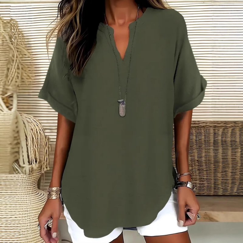 Émilie™ — Blouse fluide élégante au col ouvert