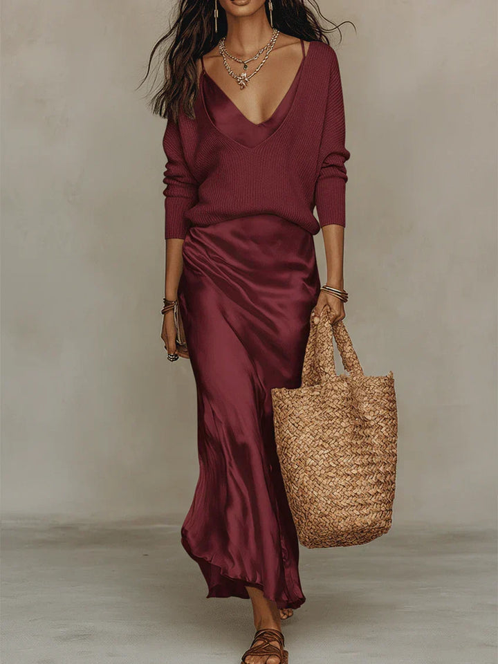 Anaïs – Robe midi satinée élégante