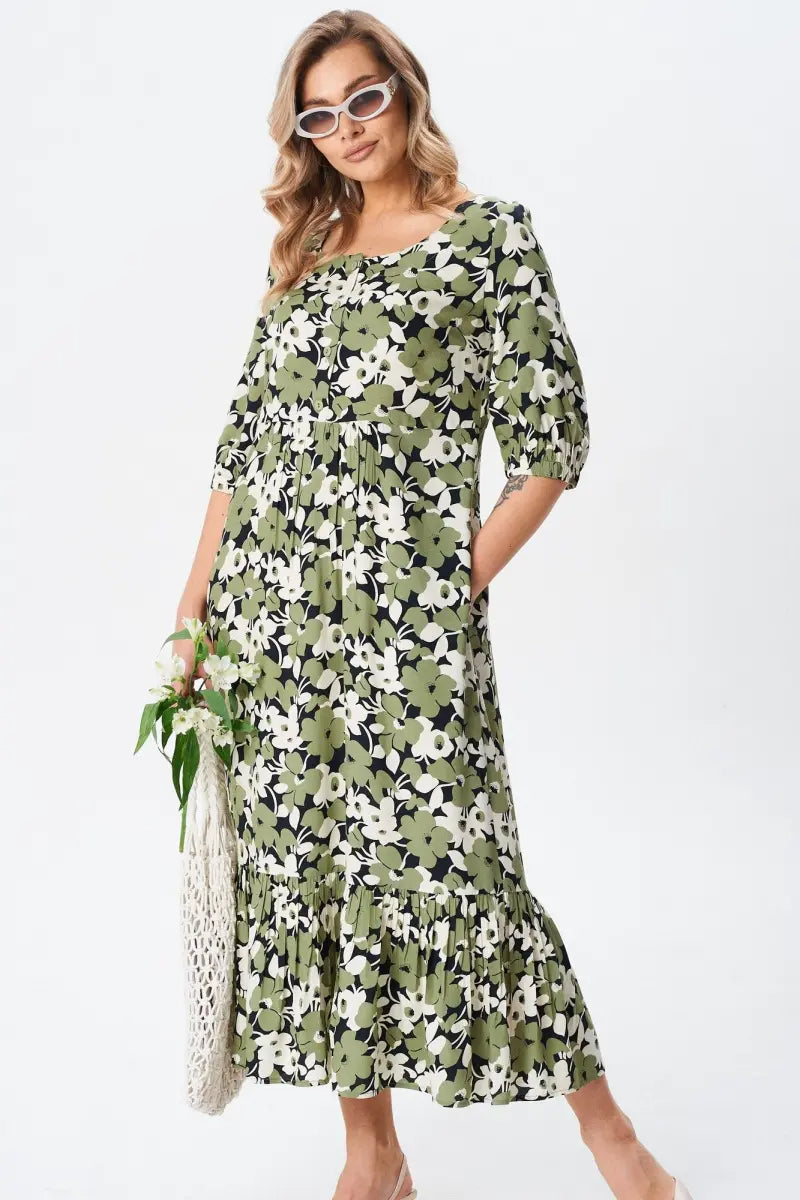 Florine™ — Robe midi florale élégante et féminine