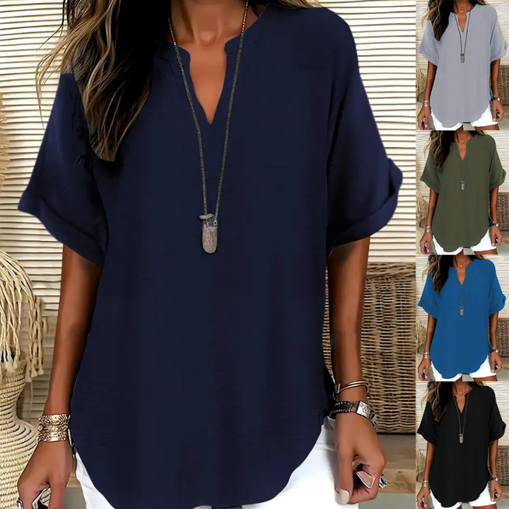 Émilie™ — Blouse fluide élégante au col ouvert
