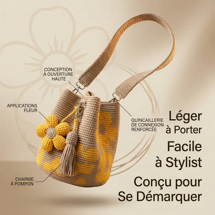 Zéphyrine™ — Sac crochet bohème pompon artisanal charme naturel