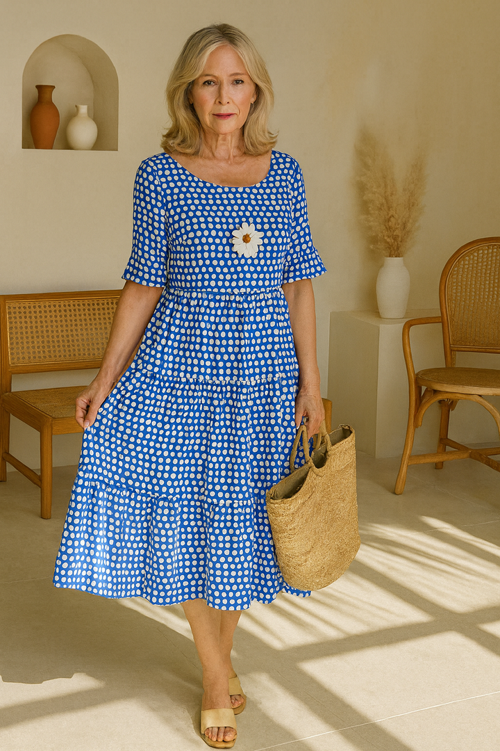 Noémie™ — Robe midi fluide élégante naturelle