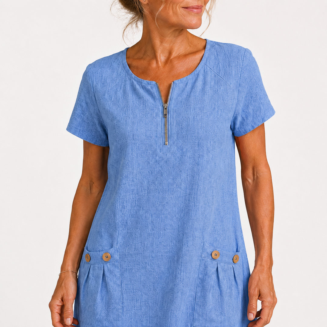 Eliana - Robe décontractée en coton et lin