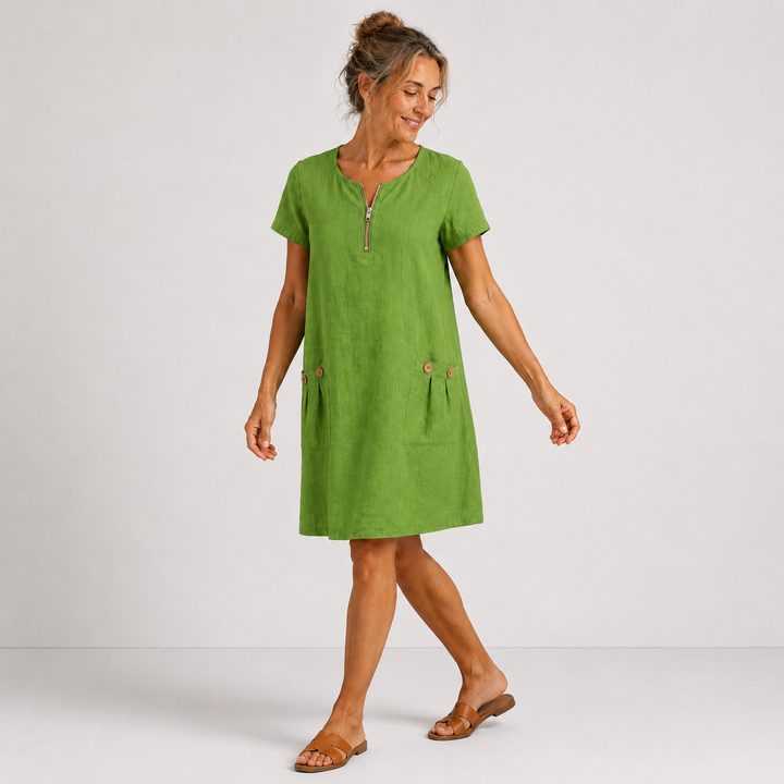 Eliana - Robe décontractée en coton et lin