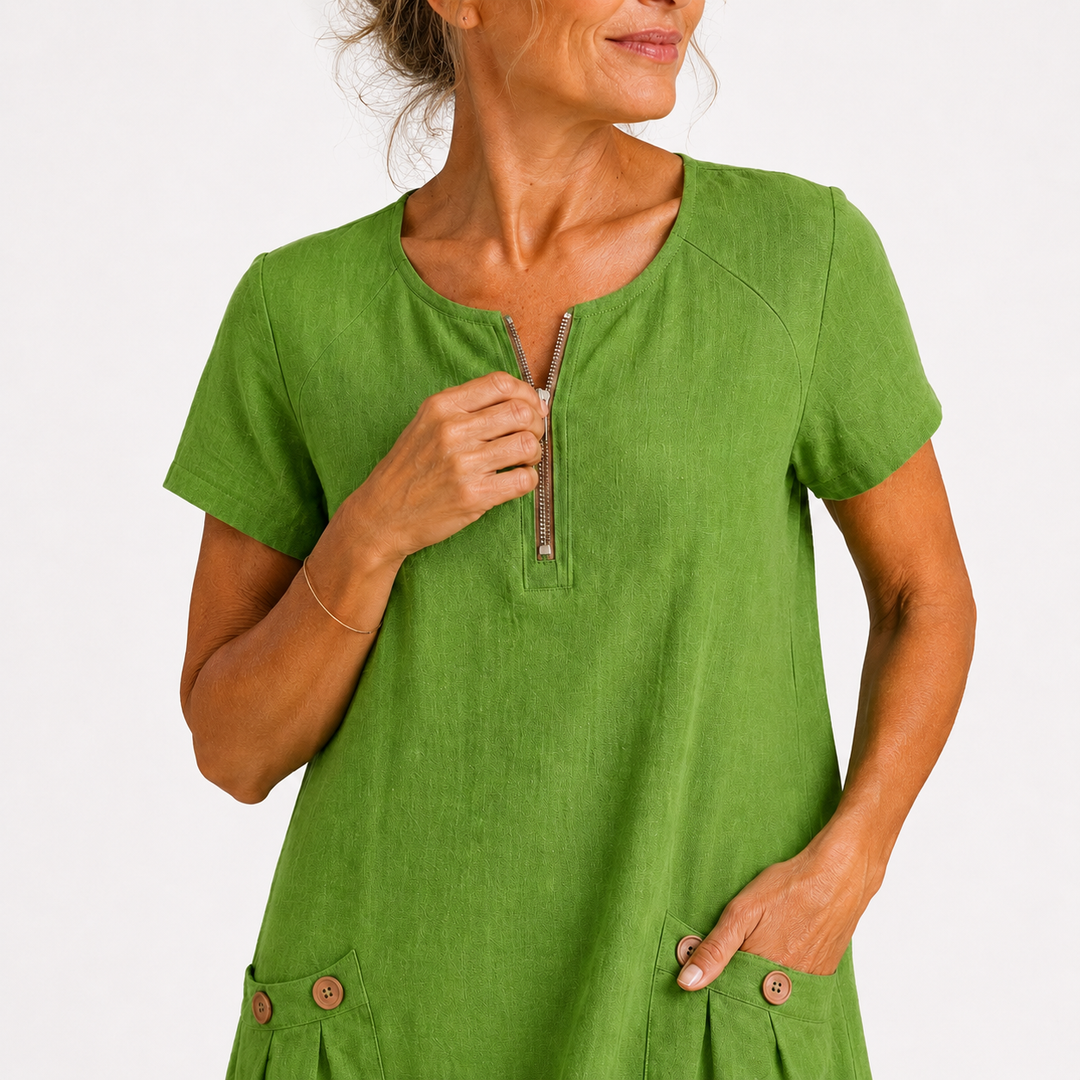 Eliana - Robe décontractée en coton et lin