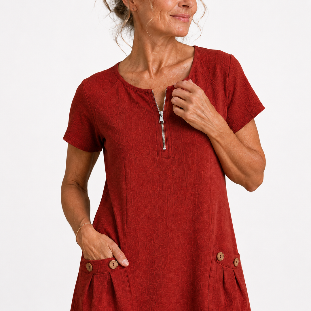 Eliana - Robe décontractée en coton et lin