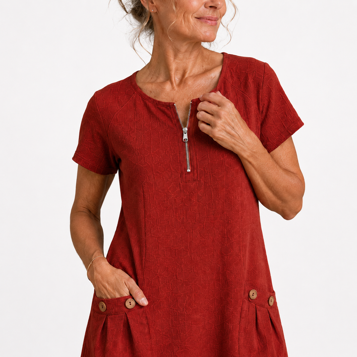 Eliana - Robe décontractée en coton et lin