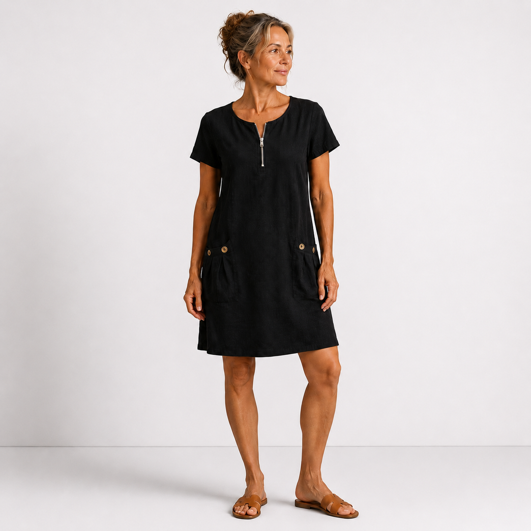 Eliana - Robe décontractée en coton et lin