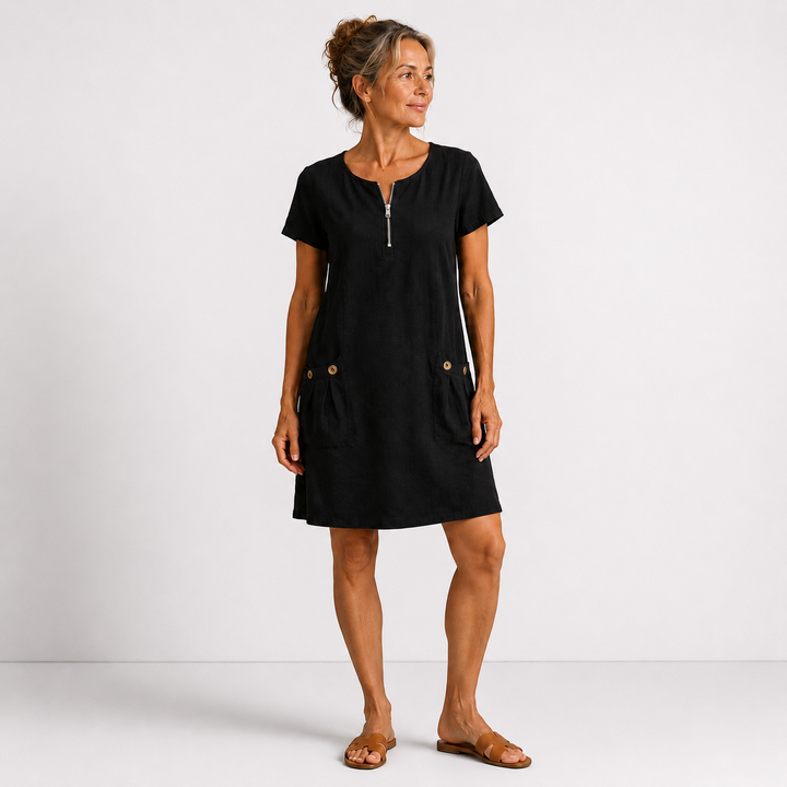 Eliana - Robe décontractée en coton et lin