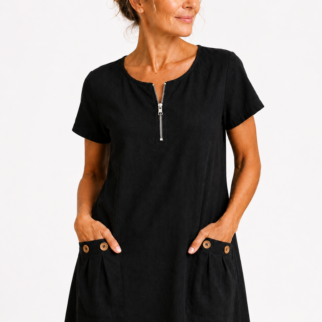 Eliana - Robe décontractée en coton et lin