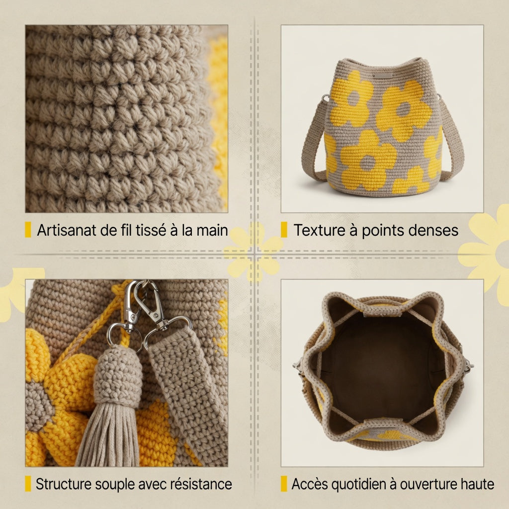Zéphyrine™ — Sac crochet bohème pompon artisanal charme naturel