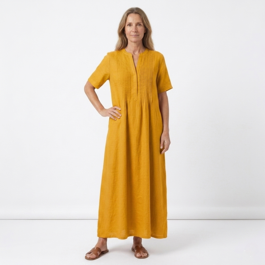 Laure - Robe plissée en coton et lin