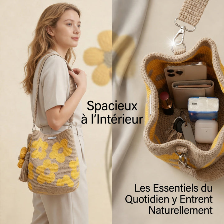Zéphyrine™ — Sac crochet bohème pompon artisanal charme naturel