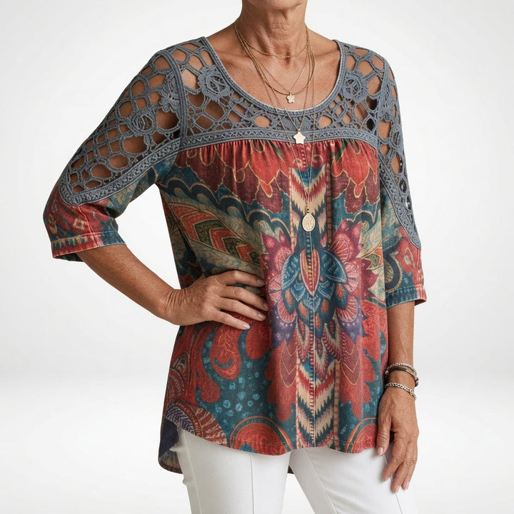 Zénaïde™ — Blouse imprimée ethnique bohème féminité naturelle