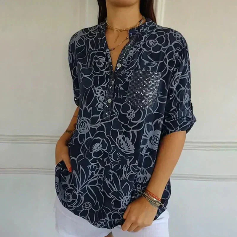 Coralie™ — Blouse élégante à imprimé raffiné