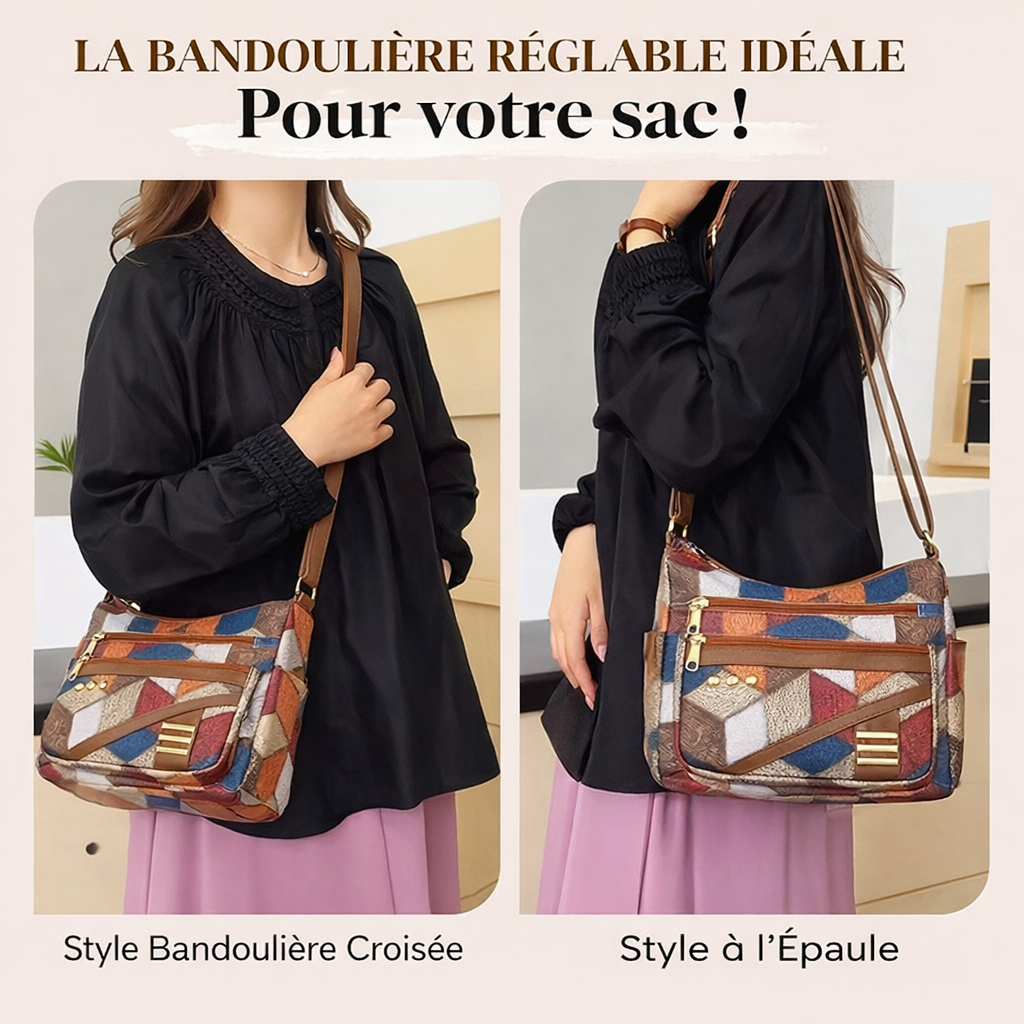 Éléonore™ — Sac bandoulière patchwork élégant intemporel
