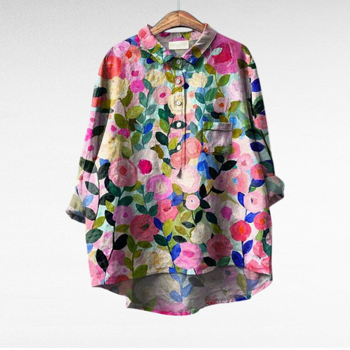 Rosélina™ — Chemise florale artistique fluide élégante
