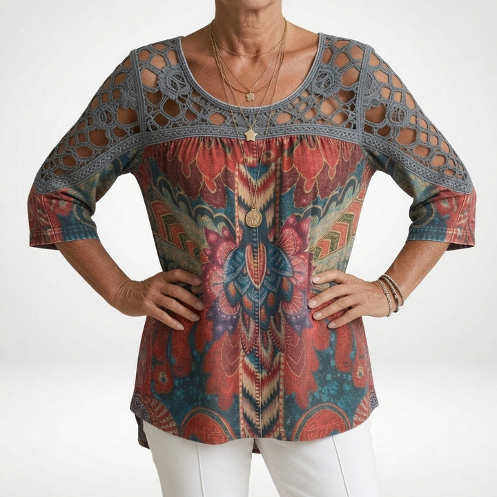 Zénaïde™ — Blouse imprimée ethnique bohème féminité naturelle