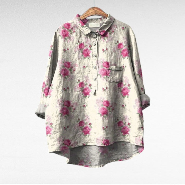Rosélina™ — Chemise florale artistique fluide élégante