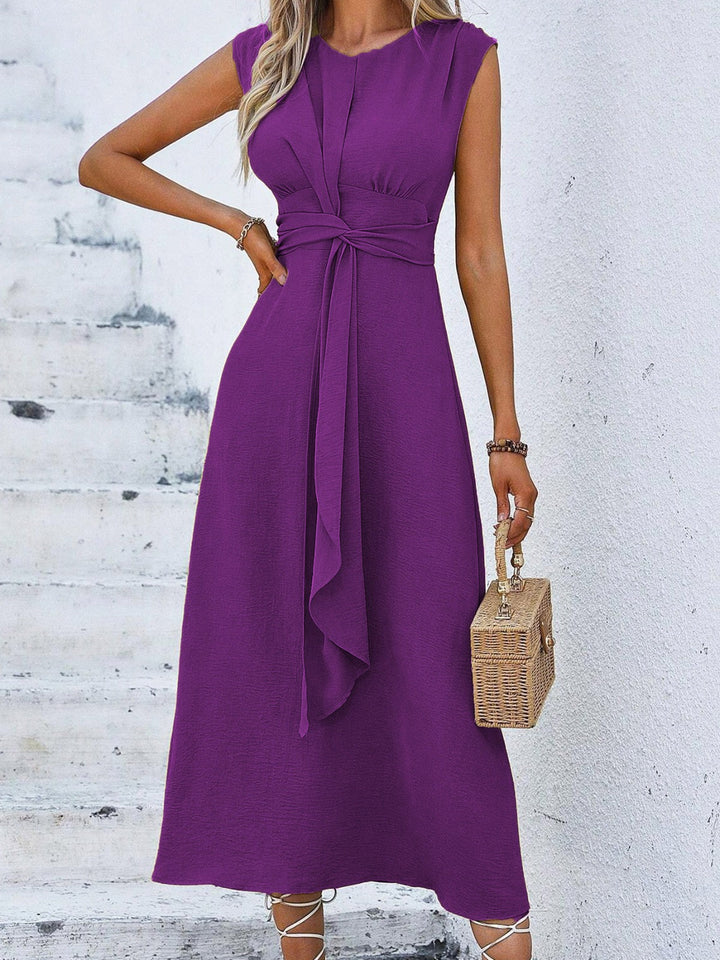 Éva – Robe midi fluide à taille ajustable