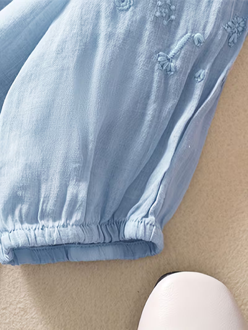Éléna™ — Blouse brodée élégante en lin mélangé