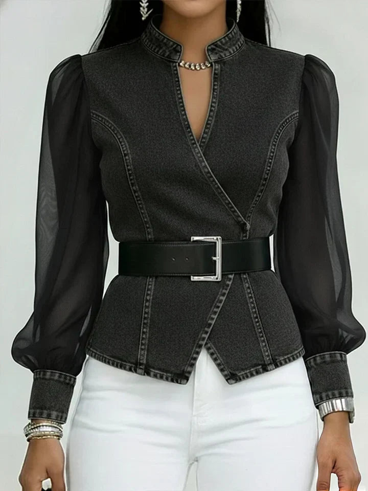 Séraphine™ — Blouse élégante cintrée avec ceinture raffinée