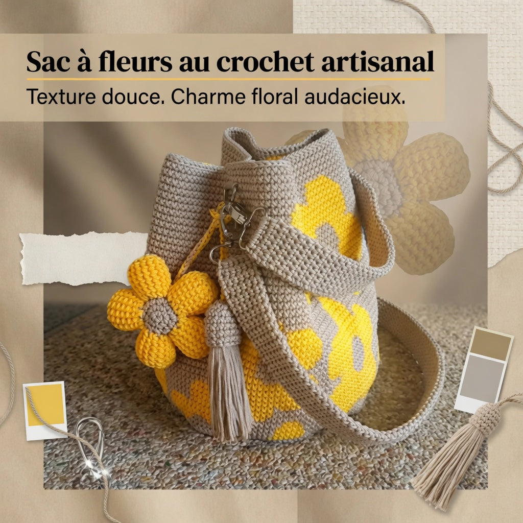 Zéphyrine™ — Sac crochet bohème pompon artisanal charme naturel