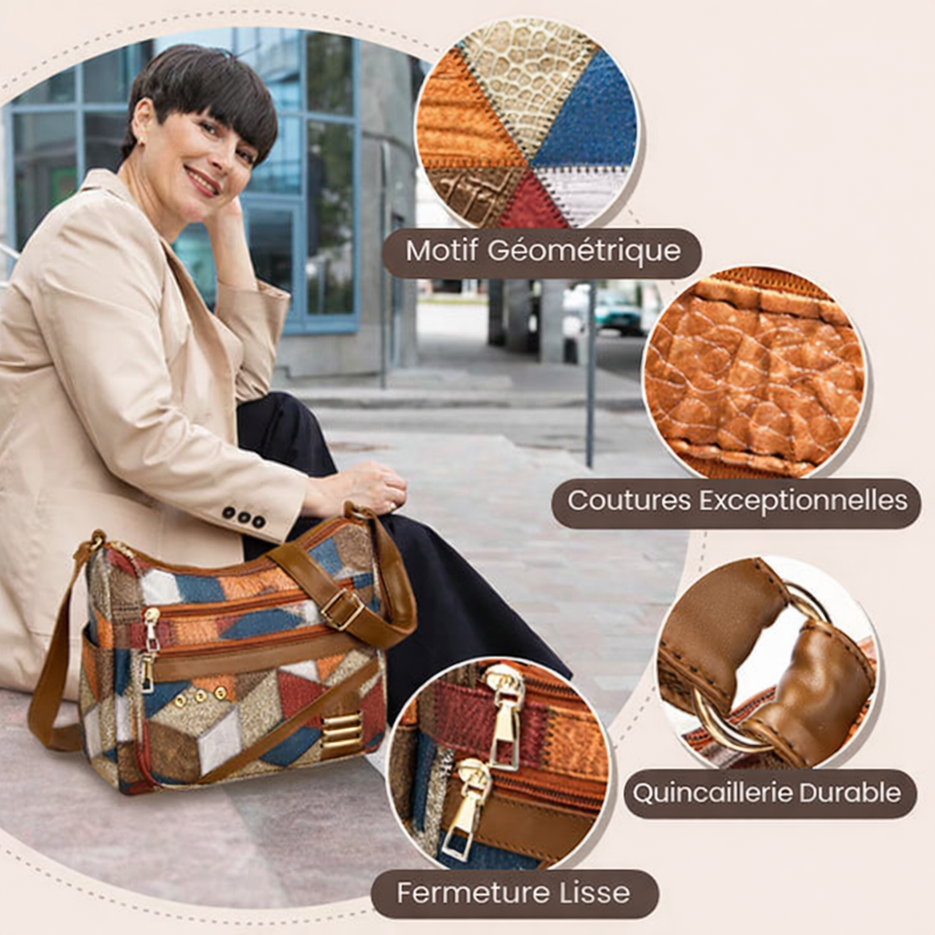 Éléonore™ — Sac bandoulière patchwork élégant intemporel