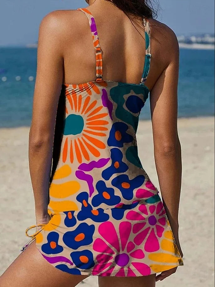 Fiesta – Tankini graphique fleuri avec short, effet ventre plat