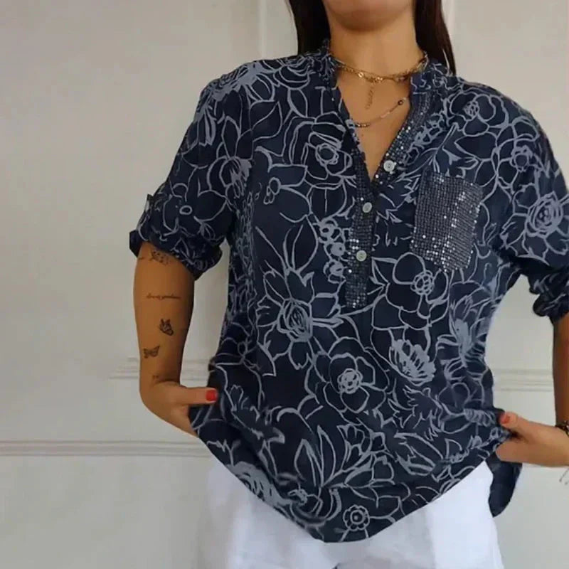 Coralie™ — Blouse élégante à imprimé raffiné