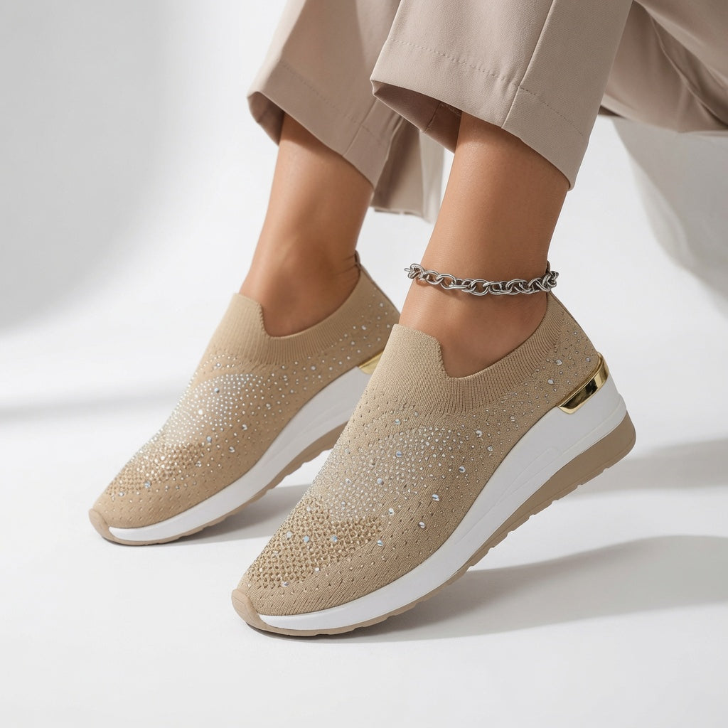 Brillantine™ — Sneaker plateforme strass enfiler élégante