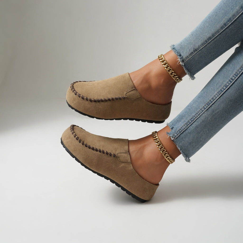 Nanette™ — Mocassin suédé bicolore surpiqûres confort naturel