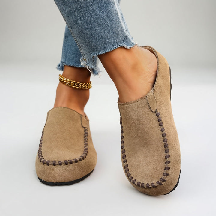 Nanette™ — Mocassin suédé bicolore surpiqûres confort naturel
