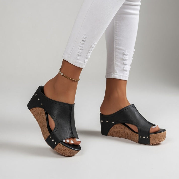 Guillemette™ — Mule plateforme liège cloutée allure bohème