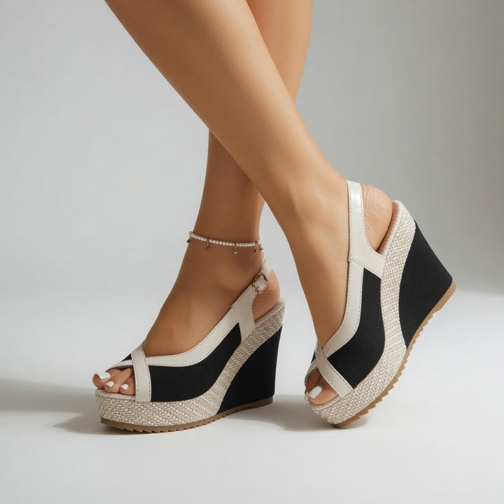 Ondeline™ — Sandale compensée bicolore esprit estival