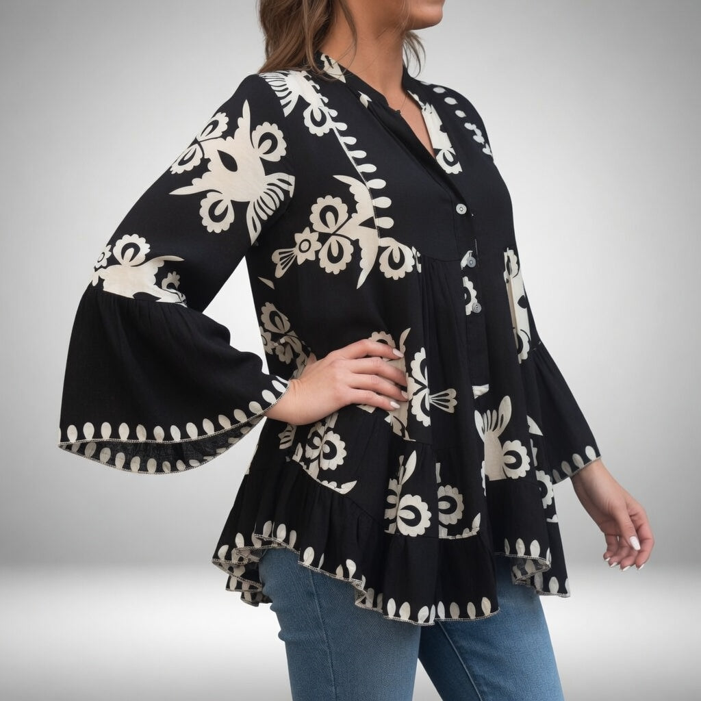 Théodeline™ – Blouse brodée bohème, féminité éclatante