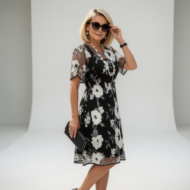 Wulfhilde™ — Robe chiffon florale élégance intemporelle