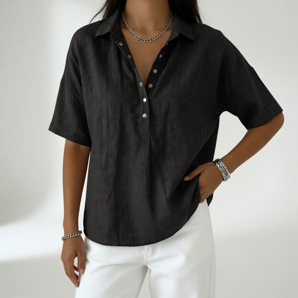 Tiphaine™ — Blouse col chemise décontractée douceur estivale