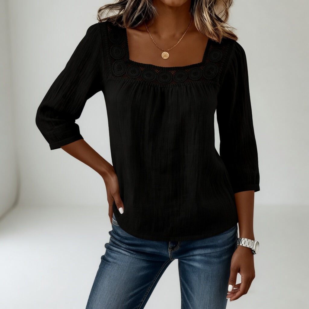 Célindre™ — Blouse dentelle col carré douceur féminine