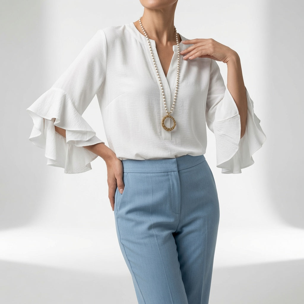 Mélorisse™ — Blouse fluide manches volantées élégantes