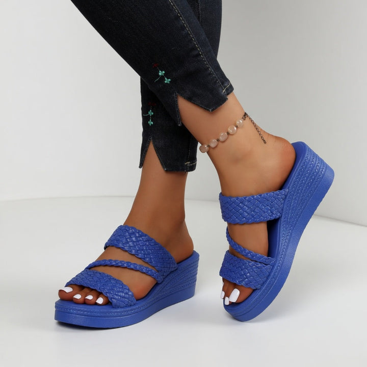 Tresseline™ — Mule compensée tressée colorée légèreté estivale