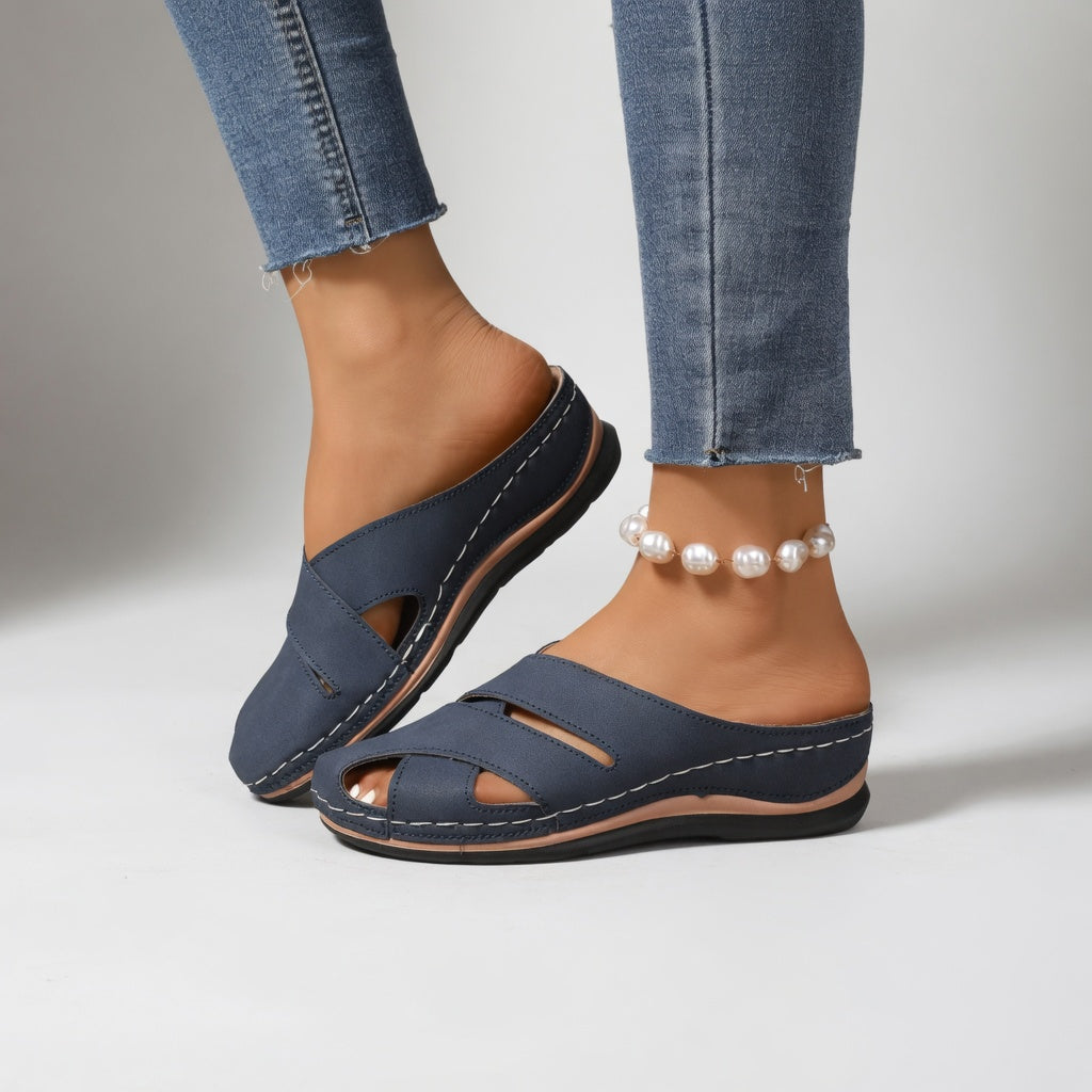 Clémentille™ — Mule découpée talon bas confort naturel élégant