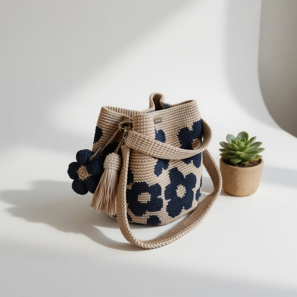 Zéphyrine™ — Sac crochet bohème pompon artisanal charme naturel