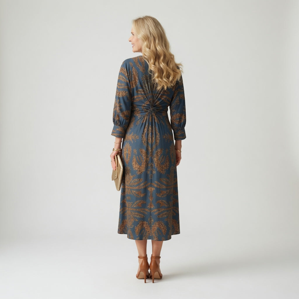 Hortense™ — Robe midi wrap imprimée élégante
