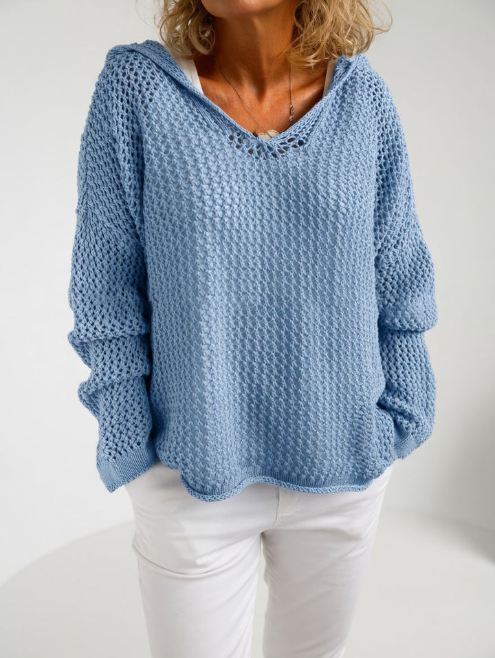 Évarielle™ — Pull maille ajourée col décontracté