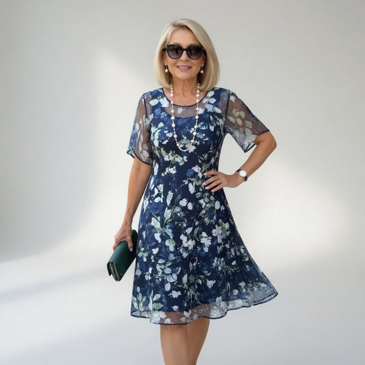 Wulfhilde™ — Robe chiffon florale élégance intemporelle