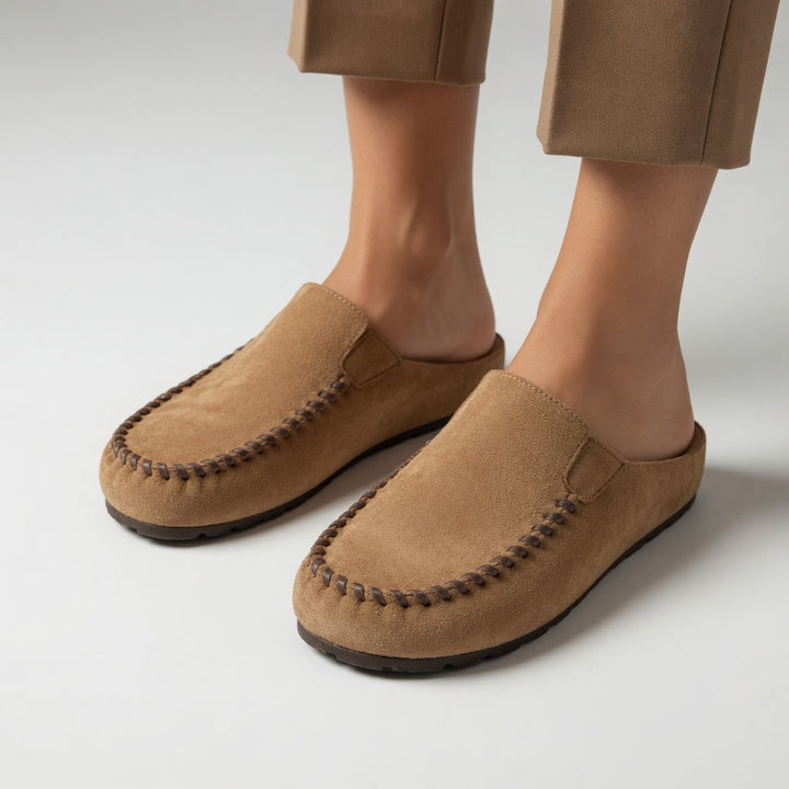 Nanette™ — Mocassin suédé bicolore surpiqûres confort naturel