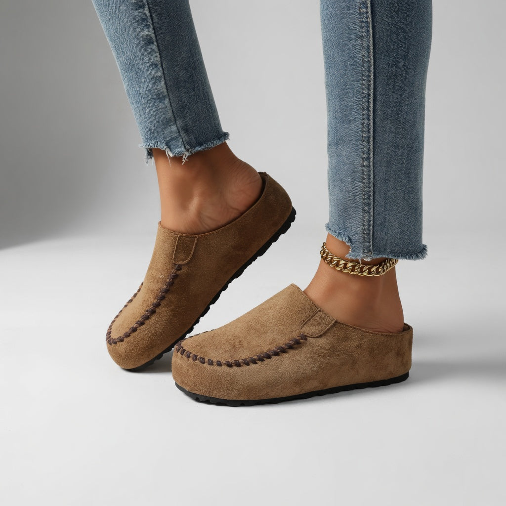 Nanette™ — Mocassin suédé bicolore surpiqûres confort naturel