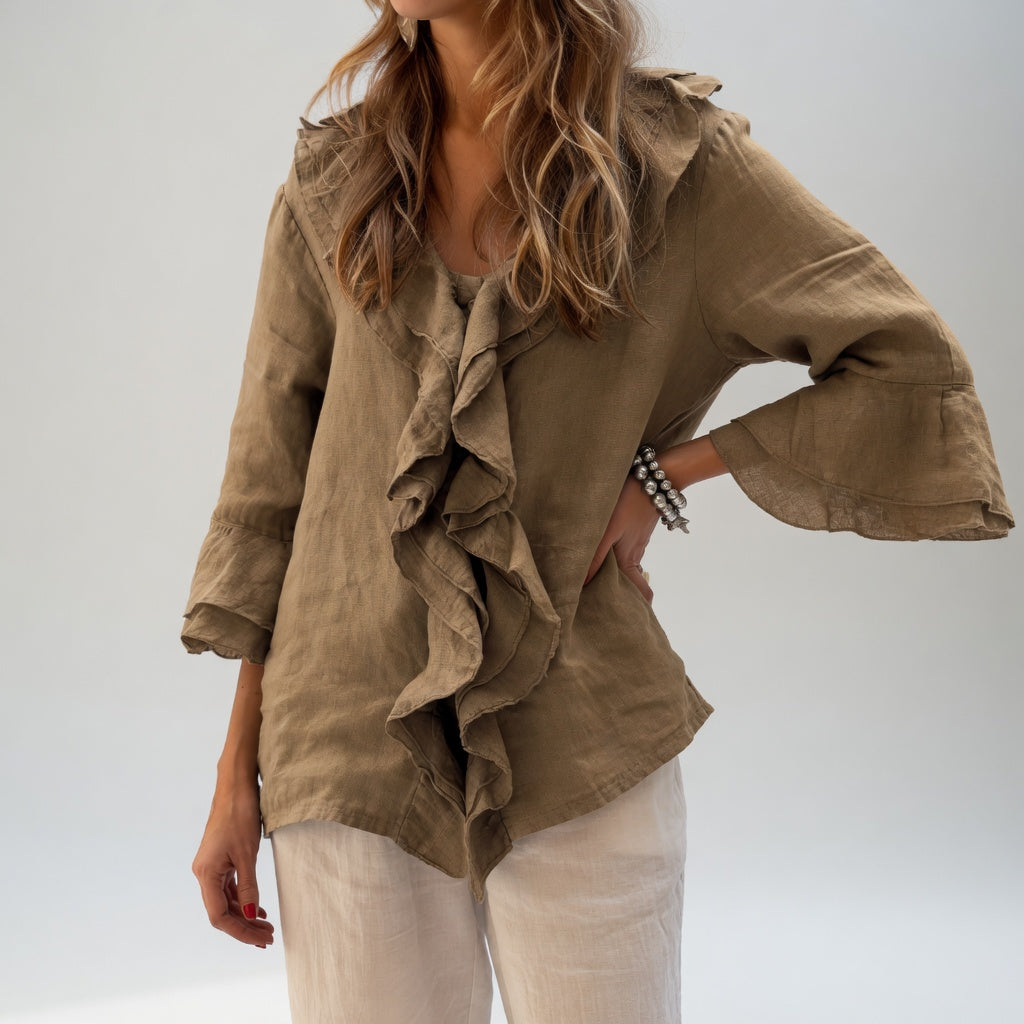 Apolline™ — Blouse fluide col volant élégant